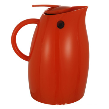 Double Wall Red Plastic Shell Glass Lined Coffee Jug